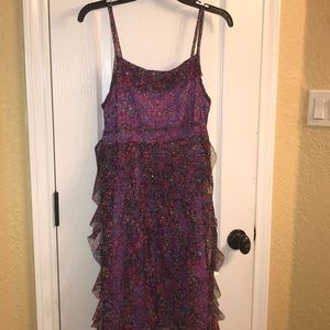 multi print , ruffled girls dress